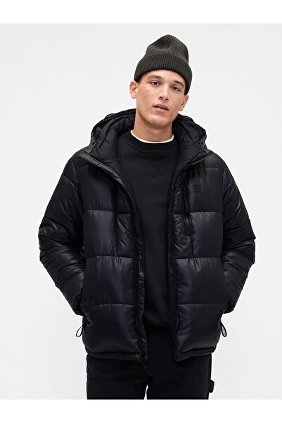 GAP Erkek Siyah Geri Dönüştürülmüş Heavyweight Şişme Puffer Ceket