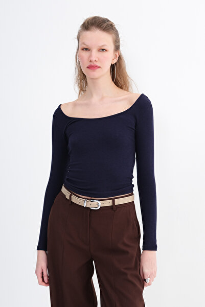 Addax U Neck Basic Modal Blouse B4410