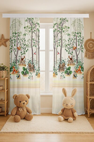 EVPANYA ستارة خلفية لغرفة الأطفال بنمط حيوانات الغابة اللطيفة (سعر للجناح الواحد)