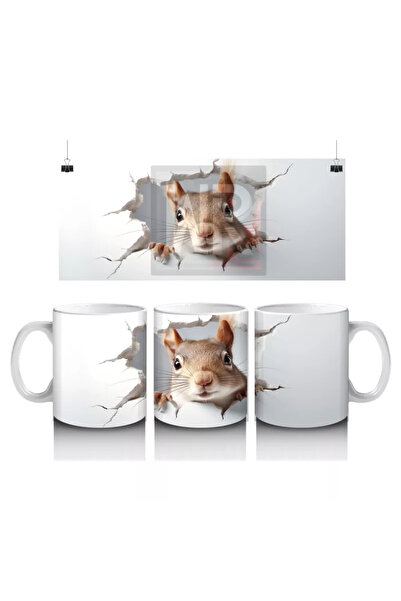 Wisdom Rain مجسم سنجاب لطيف على شكل جداري - كوب مطبوع