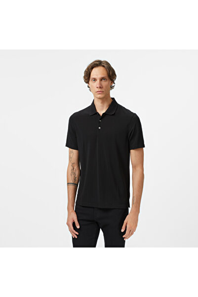 Calvin Klein Stripe Strech Jacquard Erkek Siyah Polo