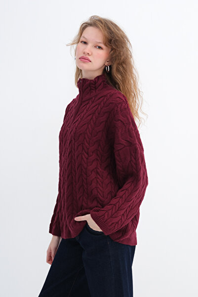 Addax Hair Braided Knitwear Sweater K2394