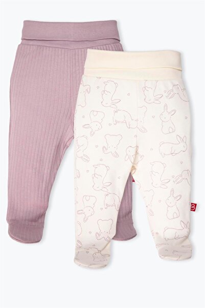 Bebetto Pants with Socks 2-Pack (Cute Bunny) Purple
