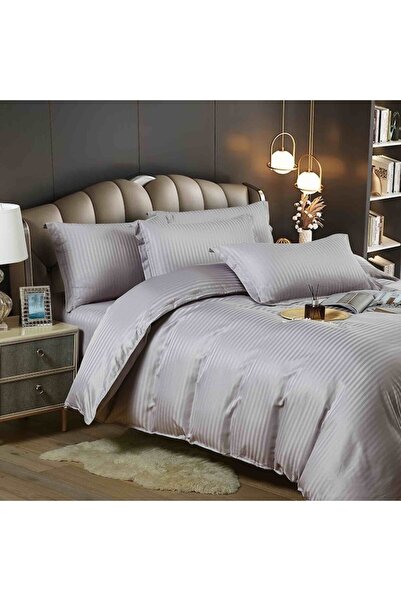 MHR Double cotton finet bedding set, 6 pieces, 4 pillowcases, light gray