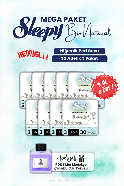Sleepy اشتري 9 واحصل على 8 فوط صحية طبيعية لليل من نوع Bio Natural مع عطر الغ...