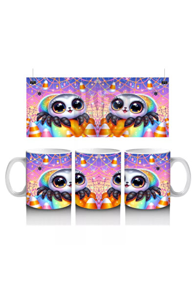 Wisdom Rain كوب مطبوع عليه شخصية شبح وقرع ملون للهالوين