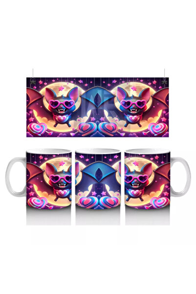 Wisdom Rain Neon Colored Devil Mask Figured Horror Themed Printed Mug