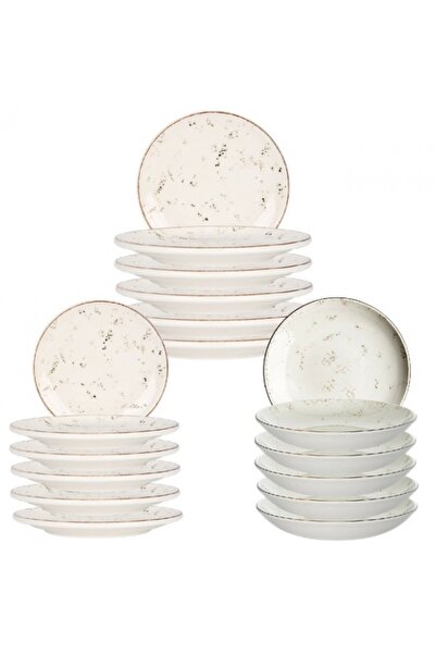 Bonna Set serviciu masa Grain 6 farfurii 19cm,6 farfurii 25cm cu 6 farfurii supa 20cm 500ml