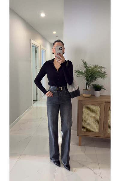 BİRCANÇİL Noni Smoked Wide Leg Jeans