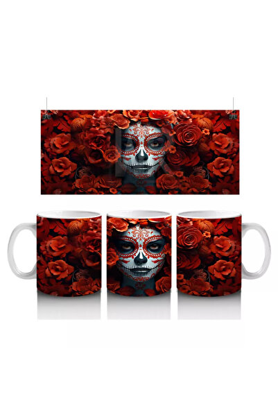 Wisdom Rain وجه باهت محيط بالورود الحمراء - كوب قهوة هدية