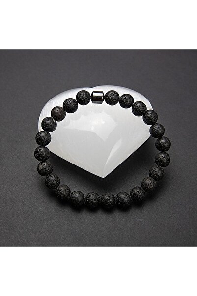 Ezera CLEO bracelet with 8 mm lava stones and magnetic hematite