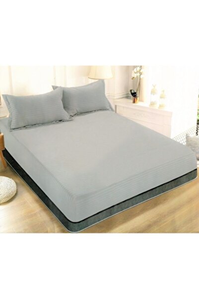 Unicorn Concept Bed cover set with elastic and 2 pillowcases, 180x200 cm, Silver Grey