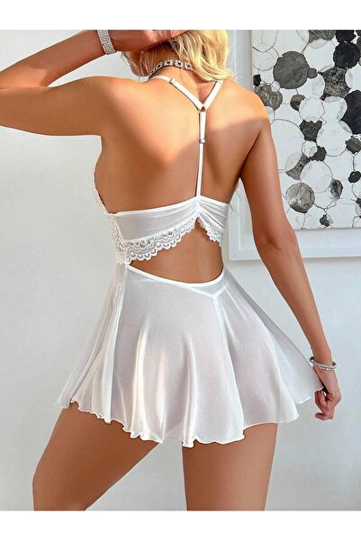 Rose Alexandra Kadın Dantel Detaylı Şık Tül Gecelik