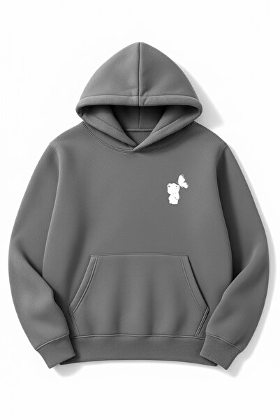 Altair Tr قصة فضفاضة سويت شيرت دخاني رمادي اللون للجنسين على شكل دمية دب لطيف...