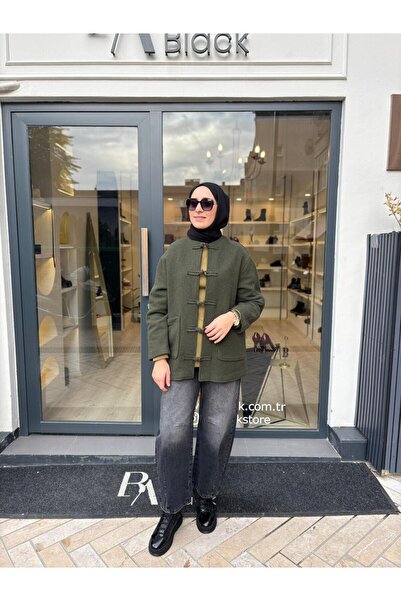 QOOQ STORE 26Fw613 Chinese Button Women's Jacket Khaki Green