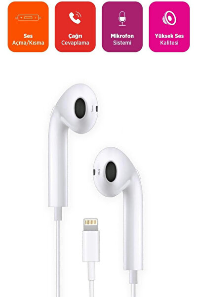 Ekru Cep iPhone 14/13/12/11/Xs/X/7/8 Serileri Uyumlu iPhone Lightning Kulaklık Kablolu Kulaklık