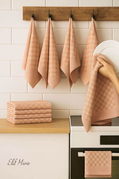 Elif Mira Square Patterned Kitchen Drying Cloth Set 10 Pieces 50X70 cm Casaline