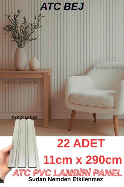 Renkli Duvarlar 22 Adet 11cmx290cm Koli Bazında Bej PVC Lambiri Ev Ofis Dekoratif PVC Lambiri Duvar Kağıdı Paneli