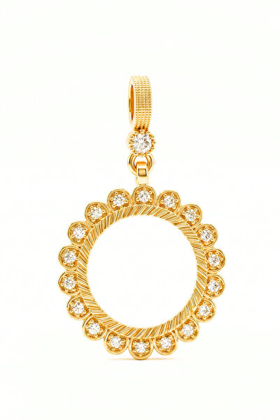 TwinsCollection Çeyrekli Altın Uyumlu Kolye Ucu - Altın Takılan Kolye Ucu