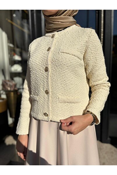 TERZİ DÜKKANI Td4601 Verona Textured Women's Cardigan White