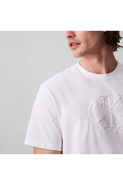 Calvin Klein Deboss Mono Graphic Men's White T-Shirt