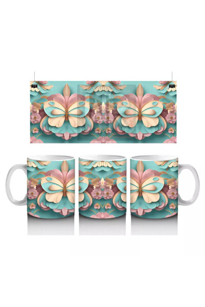 Wisdom Rain نمط الفراشة المتماثلة بألوان حلوة - كوب قهوة مطبوع