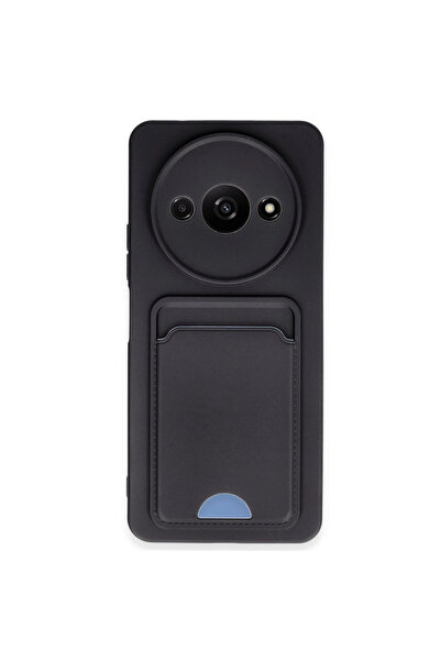 eco port حافظة هاتف Xiaomi Redmi A3 4g من السيليكون مع حامل بطاقات كيلفن - أسود