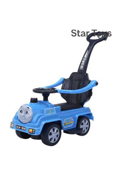 STAR TOYS Children's push car with control handle – cute train design – blue color –