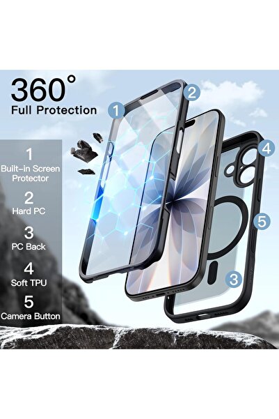 JETech Case for iPhone 17 6.3-inch with Built-in Tempered Glass Screen Protector (Black)