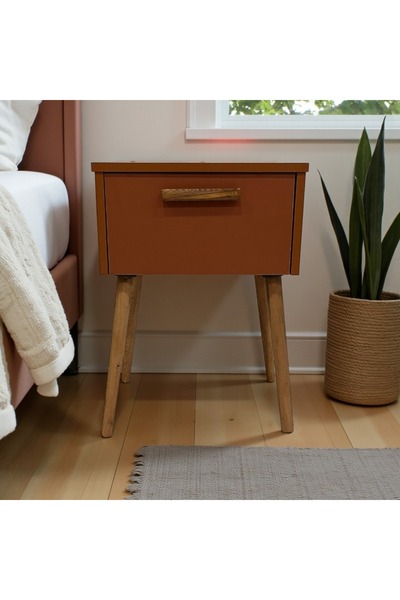 Çatı Home ZETA KOMODİN KAPAKLI, SEPYA RENK, AHŞAP AYAKLI, SEHPA