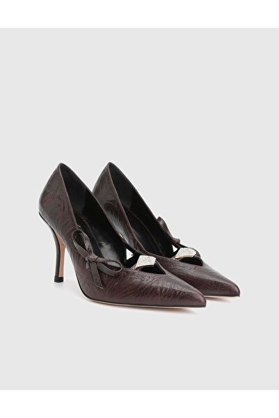 İLVİ Dario Genuine Leather Brown Women's Heeled Shoes