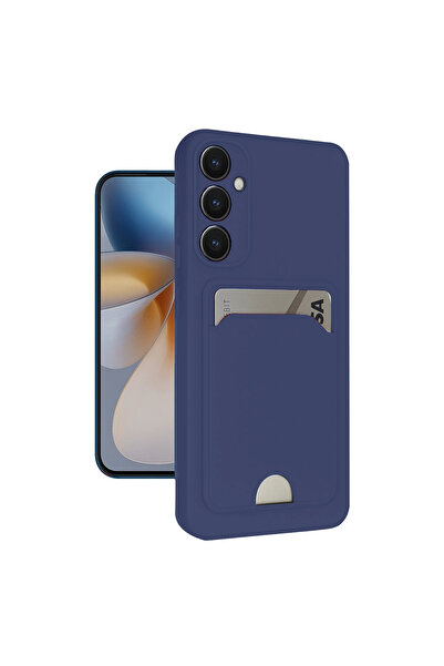 eco port حافظة سامسونج جالاكسي S24 Fe من السيليكون مع حامل بطاقات كيلفن - أزرق داكن