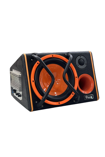 MR.SMART F.T.C مكبر صوت سيارة VL-M10، 10 بوصات، 4700 واط، أسود وبرتقالي، مضخم صوت مدمج