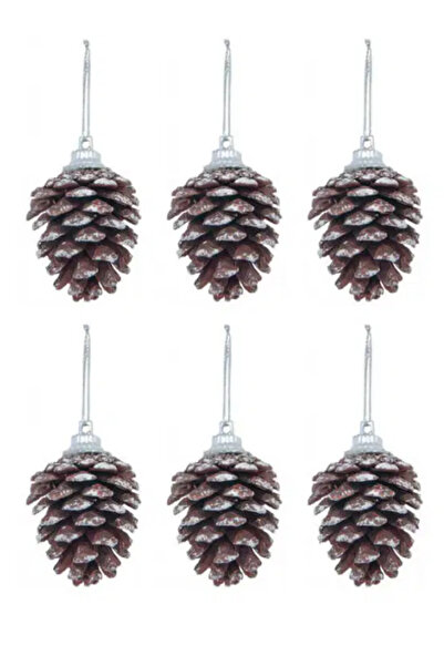 Çemrek Süs Parti Ornament de copac artificial cu conuri, pachet de 6, 8 cm