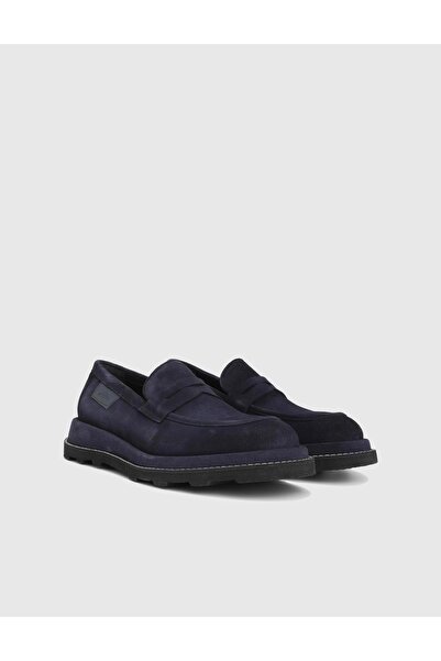 İLVİ Leyn Genuine Suede Leather Navy Blue Men's Loafer Shoes