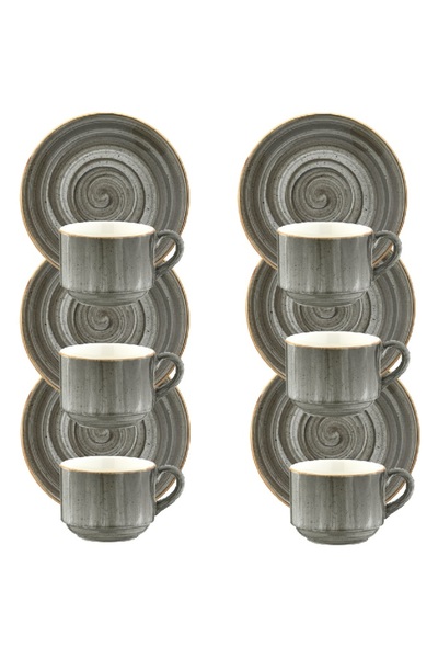 Bonna Set of 6 Space porcelain coffee cups and saucers 80ml