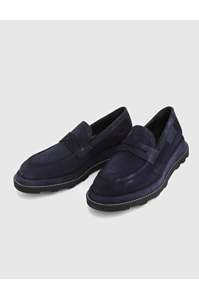 İLVİ Leyn Genuine Suede Leather Navy Blue Men's Loafer Shoes