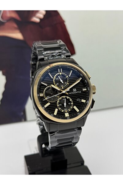 Momentus Black Sports Men's Watch 5 Atm Waterproof with 3 Years Warranty