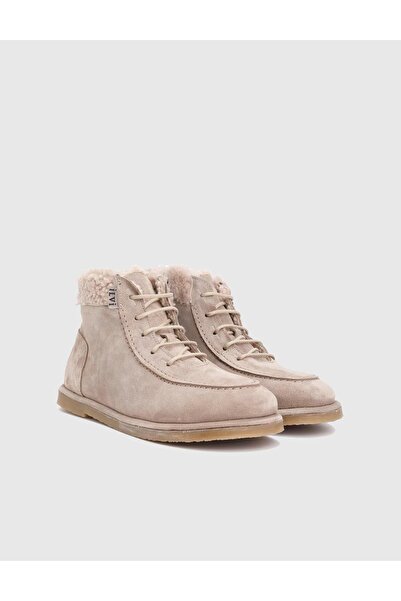 İLVİ Juno Genuine Suede Leather Plush Beige Women's Boots