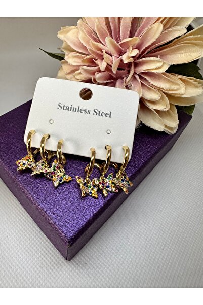 staınless steel Colorful Butterflies with Hangers Steel Earrings