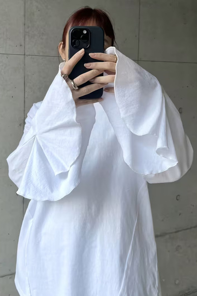 BLUE STREET Bluză albă pentru femei croială largă Zil Sleeve supradimensionat