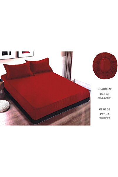 Unicorn Concept Bed cover set with elastic and 2 pillowcases, 180x200 cm, Red