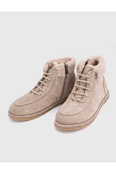 İLVİ Juno Genuine Suede Leather Plush Beige Women's Boots