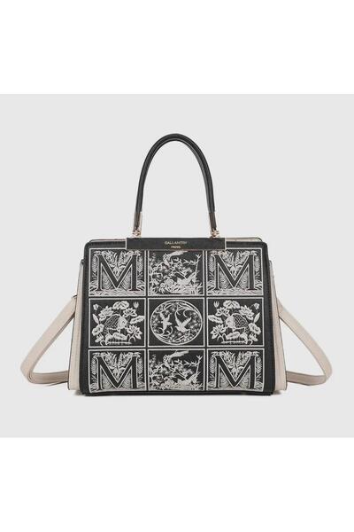 gallantry Women's bag Paris DQ-8698 with Printed , black/beige, dimensions 30x22x11cm