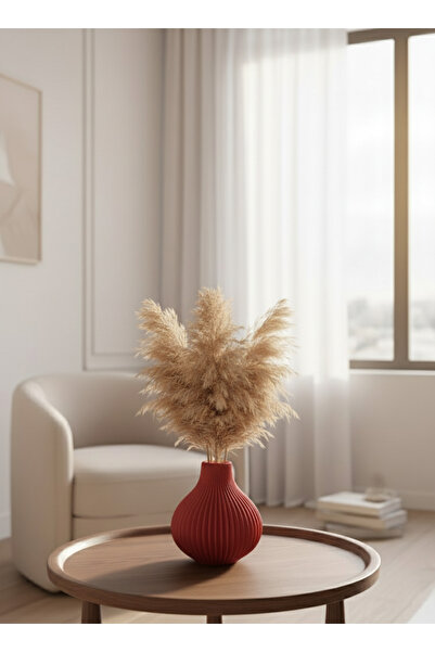 Decorstation Vază decorativă ovală roșie – Design modern ondulat, ușoară și e...