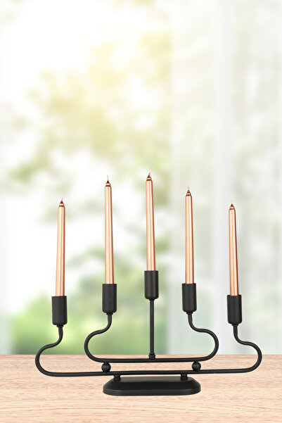 Begüsa Favela Sıralı 5.li Mumluk Siyah