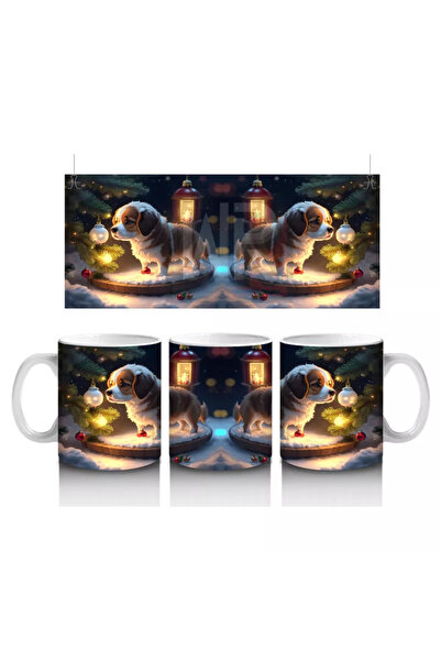 Wisdom Rain كلاب مزينة بأضواء ذات طابع رأس السنة الجديدة - كوب قهوة مطبوع