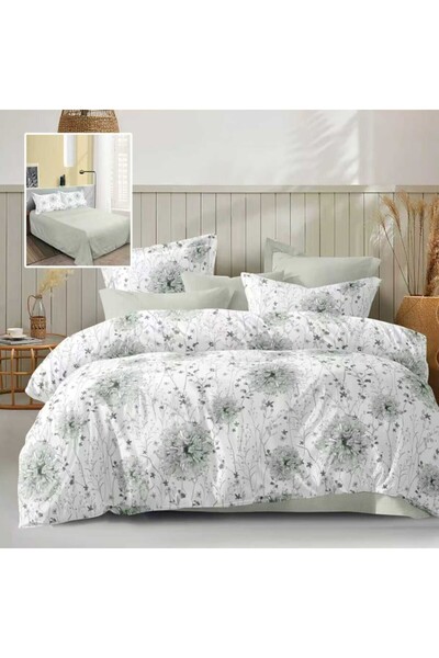 Pucioasa Double bed linen, pastel green flowers