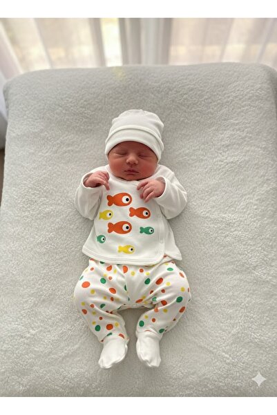 ruhaay Newborn Baby Printed Transitional Beret Bodysuit Top and Bottom Set