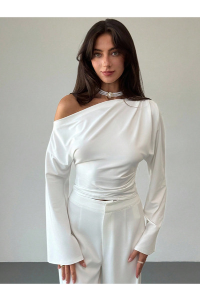 COOL TARZ Γυναικείο μπλουζάκι με ασύμμετρο φαρδύ μανίκι στον ώμο